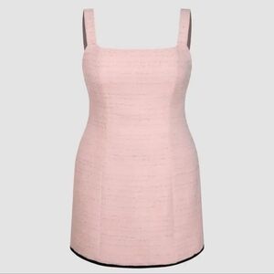 Cider Tweed Square Neck Contrasting Binding Zipper Mini Dress NWT